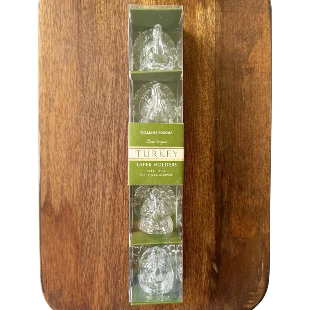 Williams Sonoma Crystal Turkey Taper Holders - Set of 4
